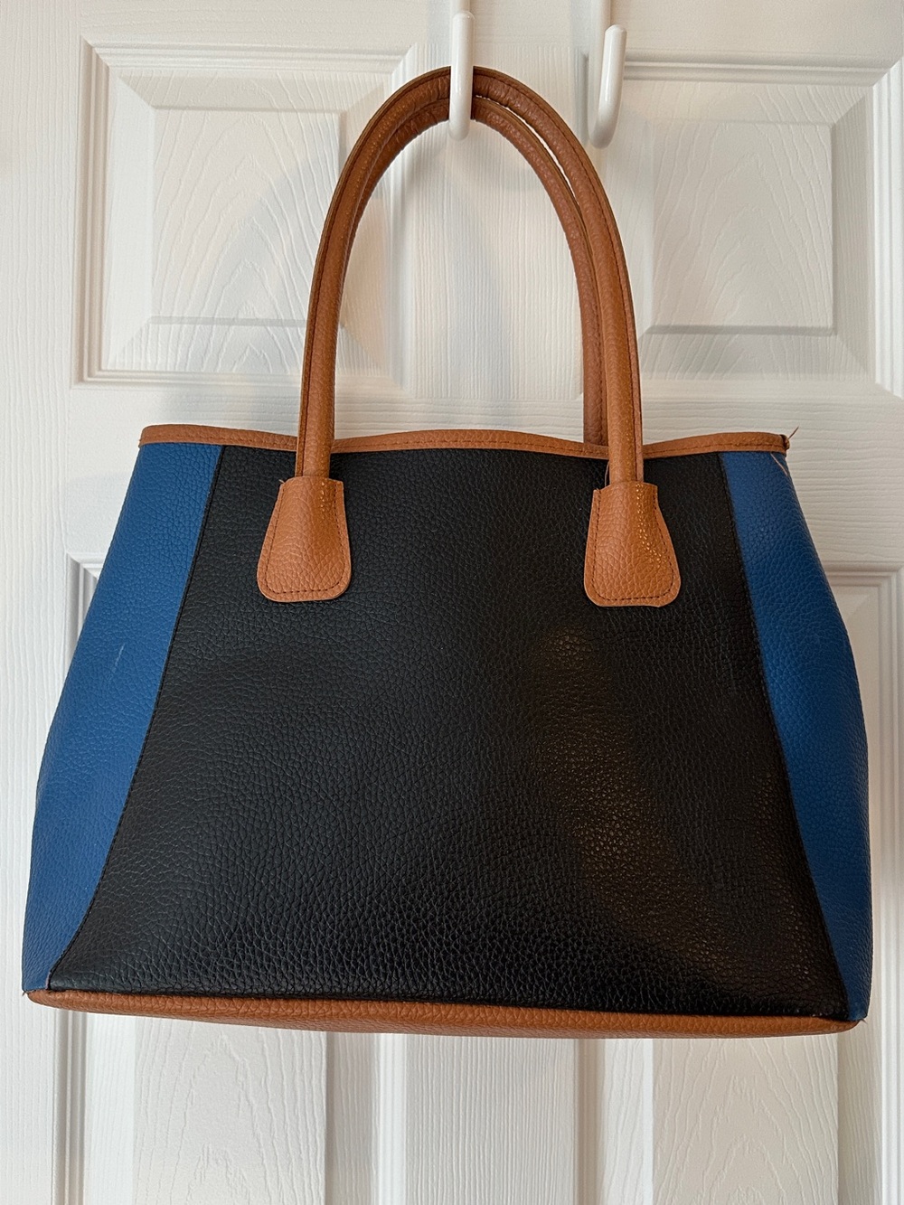 Vintage Neiman Marcus Color Block Faux Leather Pebbled Hobo Tote Bag - 2000’s